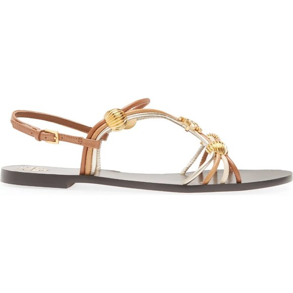 Tory Burch $328 NIB CAPRI MULTI STRAP SANDAL MOCHA / TOASTED BARK / GOLD  Brown - Picture 9 of 11